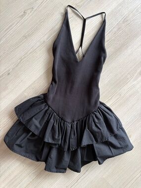 Zara Black Ruffled Mini Dress